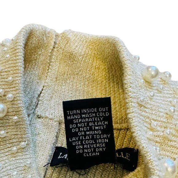 10/$25🦋 Vintage Lauren Michelle Cream Pearl Mock Turtleneck Tank - Size Large - Picture 10 of 11